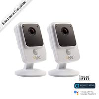 Q-See 4K Ultra HD Wi-Fi Cube Camera 2 Pack, Works with Alexa, Indoor, Night Vision Standalone Camera, White (QCW4K1MCW-2)