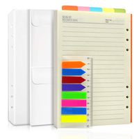 A5 6 Ring Planner Accessories (Refill Paper Lined, 5 Colorful Index Dividers, 2 Pieces Loose Leaf Pockets, 160 Pieces Color Label with Ruler) for 6 Hole Notebooks/Journals/Binder