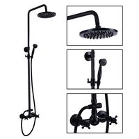 Oil Rubbed Bronze Rain Shower System Set 2 Knobs Mixing 8 Inch Rainfall Shower Head with Handheld Spray Bathroom Shower Faucet