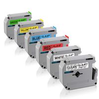 M Tape, 12mm 0.47 Inch Compatible Brother MK131 MK231 431 531 631 731 for Brother P-Touch PT-90 PT-M95 PT-65 PT-45M, 26.2 Feet (8m), 6 Color (Clear White Red Yellow Blue Green)