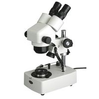 AmScope SH-2B-DK Professional Binocular Stereo Zoom Microscope, WF10x Eyepieces, 10X-40X Magnification, 1X-4X Zoom Objective, Upper and Lower Halogen Lighting, 110V-120V, Includes Darkfield Condenser
