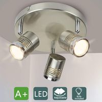 DLLT Industrial Directional Track Light Led, Indoor Round Ceiling Spot Lighting 3-Light for Living Room, Dining Room, Offices, Bedroom, Picture Wall, Kitchen, Warm Light, Gu10 Bulbs Included