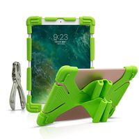 CHINFAI Universal 9.7 10 10.1 10.5 11 Inch Tablet Case for Samsung RCA Kindle, Apple iPad 9.7" 2018/2017 5th/6th Gen Shockproof Silicone Stand Case Cover with DIY Puncher (Green-Gen 2)