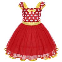 Toddler Girl Princess Polka Dots Christmas Birthday Costume Bowknot Ballet Leotard Tutu Dress up+3D Mouse Ear Headband Y# Red+Gold 12-18 Months