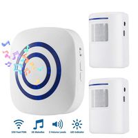 Door Chime,DOHAOOE Wireless Business Door Motion Sensor Detector Smart Visitor doorbell Home Security Driveway Alarm with 1 Plug-in Receiver and 2 PIR Detector Weatherproof(White)