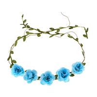 DDazzling Flower Girl Halo Floral Wreath Headband Floral Garland Headbands Photo Props (Blue)