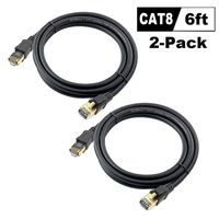 CAT 8 Ethernet Cable 6ft 2-Pack,RJ45 Network Gigabit Ethernet LAN Cord 6 feet,High Speed 40Gbps 2000Mhz SFTP LAN Wires Internet Patch Cable Connector for Computer/Switch/Router/Modem