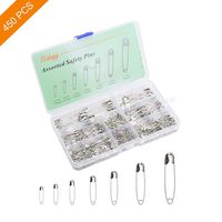 450PCS Safety Pins for Sewing Craft Cloth, Premium Large Safety Pins Set Durable Assorted 7 Sizes 19mm - 54mm for Home Office Use DIY Art Jewelry Making with Storage Box by Hidayy