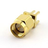 DGZZI 5-Pack SMA Male RF Coaxial Adapter 4 Pins Edge Square Stand Connector PCB Panel Edge Mount Plug Jack Connector