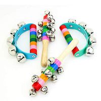 4 Pcs Vivid Color Rainbow Handle Wooden Bells Jingle Stick Shaker Rattle 5/10 Jingle Bells Baby Kids Children Musical Toys