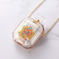 UR Sunshine AirPods Case, New Luxury Bling Brilliant Moving Star Sand Perfume Bottle Shape Design AirPods Case, Hard PC Earphone Protection Skin for AirPods1&2+Metal Lanyard -Gold