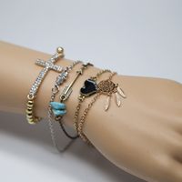Shuohu Affordable Anklet Women Jewelry Hand of Fatima Cross Dream Catcher Bracelets Set Birthday Gift