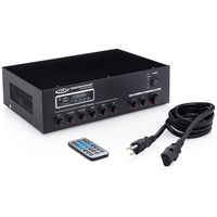 Pure Resonance Audio 7-Channel Commercial Mixer Amplifier with Bluetooth 70V 100V 4 or 8 ohm Outputs (120 Watt)