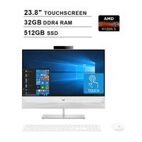 2019 Newest HP Pavilion 23.8 Inch FHD 1080P All-in-One Touchscreen Desktop (AMD 4-Cores Ryzen 5 3550H up to 3.7GHz, 32GB RAM, 512GB SSD, Radeon Vega 8, WiFi, Bluetooth, HDMI, Windows 10 Home) (White)