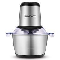 Homeasy Meat Grinder, Food Chopper 2L Stainless Steel Food Processor for Meat, Vegetables, Fruits and Nuts, Stainless Steel Bowl and 4 Sharp Blades, 350W, 8 Cups