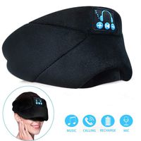BearsFire Wireless Sleep Eye Mask with Bluetooth Headphones Soft Cotton Adjustable Music Sleep Eye Shades V5.0 Headband Sport Headsets with Stereo Speakers Mic Handsfree for Travel Siesta Yoga (Black)
