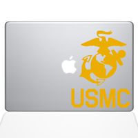 The Decal Guru USMC Logo MacBook Decal Vinyl Sticker - 13" MacBook Air - Yellow (1302-MAC-13A-SY)