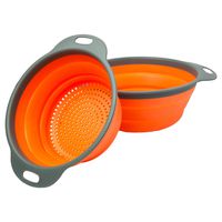 Colander Set - 2 Collapsible Colanders (Strainers) Set By Comfify - Includes 2 Folding Strainers. Sizes 8" - 2 Quart, and 9.5" - 3 quart. (Orange and Grey)