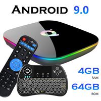 EVANPO Android 9.0 TV Box, Smart Android Boxes Media Player Quad-core Cortex A53 4GB + 64GB Support 3D/ 4K/ 6K/ H.265/2.4GHz WiFi/USB 3.0/ HDMI 2.0 with Wireless Mini Keyboard (Backlit)