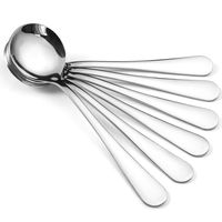 Hiware 6-piece Soup Spoons, Round Stainless Steel Bouillon Spoons