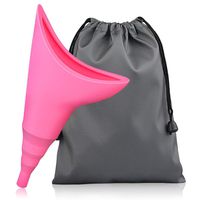 Portable Female Urination Device with Drawstring Bags -Silicone Funnel Urine Cups for Women Standing Up to Pee, Pink