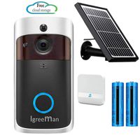 Igreeman Smart Video Doorbell WiFi IP Security Camera, Wireless Powered 720P Realtime Push Alerts Watchdog Surveillance System, Free Cloud Storage and Heat-Base PIR Motion Detection