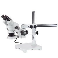 AmScope SM-3B-80S Professional Binocular Stereo Zoom Microscope, WH10x Eyepieces, 7X-45X Magnification, 0.7X-4.5X Zoom Objective, 80-Bulb LED Ring Light, Single-Arm Boom Stand, 90V-265V