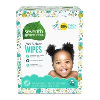 Seventh Generation Baby Wipes, Free & Clear Unscented and Sensitive, Gentle as Water, with Flip Top Dispenser, 504 count (Packaging May Vary)