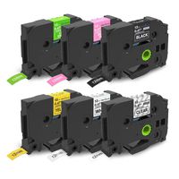 Compatible Label Maker Tape Brother P Touch, PTD210 Tape Laminated White/Clear/Yellow/Black/Berry Pink/Lime Green TZe TZ Tape Compatible with Brother P Touch PTH110, PTD400, 6-Pack