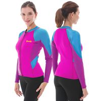 GoldFin Women's Wetsuit Top, 2mm Neoprene Wetsuit Jacket Long Sleeve Front Zip Wetsuit Shirt for Diving Snorkeling Surfing Kayaking Canoeing (Fuchsia, 4XL)