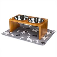 Yangbaga Elevated Dog Bowls, Raised Dog Bowls with Stainless Steel Dog Bowls, Came with Anti-Slip Feet for The Stand and Noise Preventing Bulges for Bowls (17.6 9.2 7.2 in)
