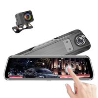 Car Rearview Mirror DVR Camera - 10'' Mirror Dash Cam, 1080P Dual Dash Cam Front and Rear Stream Media Touch Screen DVR with Looping Recording and Night Vision