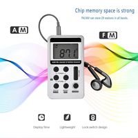 AM FM Pocket Radio, DDSKY Portable Digital Tuning AM FM Stereo Radio Mini Compact AM FM Radio Speaker with LCD Display Lanyard and Earphone for Walking Jogging Gym Camping, Silver