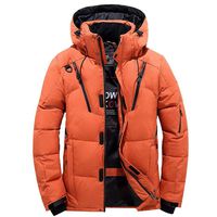 NEARTIME Goose Down Jacket Men Waterproof Men Boys Casual Warm Hooded Winter Zipper Coat Outwear Blouse Orange