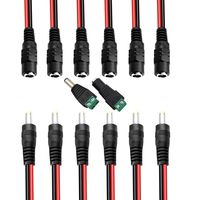 HONSHEN DC Power Pigtail Cable 6 x Male + 6 x Female(12 Pack) 2.1x5.5mm DC Power Cable Jack Adapter Connector Power Plug Pigtail CCTV Camera Use 12V