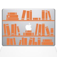 The Decal Guru 1649-MAC-13A-P Bookshelf Library Decal Vinyl Sticker, 13" Macbook Air, Orange