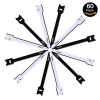 iXCC 60 Packs Reusable Fastening Cable Ties, Wire Straps, Hook and Loop Microfiber Cloth Cord Ties [6-Inch] [Classic Black and White]