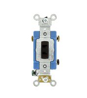 Leviton 1203-2L 15 Amp, 120/277 Volt, Toggle Locking 3-Way AC Quiet Switch, Extra Heavy Duty Grade, Self Grounding, Back and Side Wired, Brown