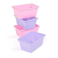 Tot Tutors Plastic Storage Bins, Small, Set of 4 (Pink, Purple)
