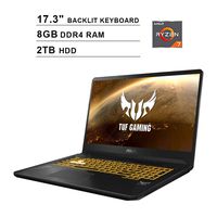 ASUS TUF 17.3-Inch FHD 1080P Gaming Laptop, 4-Core AMD Ryzen 7 3750H up to 4.0 GHz, NVIDIA GTX 1650 4GB, 8GB DDR4 RAM, 2TB HDD, HDMI, WiFi, Bluetooth, Backlit KB, Windows 10