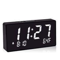 Alarm Clocks for Bedrooms, 5.5 Inch White Digit Display with Adjustable Brightness Dimmer, Temperature Display, 12/24Hr, Snooze, Adjustable Alarm Volume, Sleep Timer.
