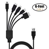 TPFOON 6ft PS Vita Charger Charging Cable, 5 in 1 Micro & Mini USB Ports Cord Compatible with PSV 1000/2000, Nintendo 2DS/3DS, PS3/PS4/Xbox One Controller, Android Phone (Charging Only)