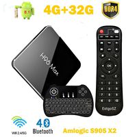 EstgoSZ H96 Max X2 4K Smart TV Box Android 8.1 4GB DDR4 Ram 32GB ROM Amlogic S905X2 CPU HDMI 2.1 H265 2.4G 5.0G Wifi100M LAN BL4.0 USB3.0 Full HD TV Box with Mini Wireless Backlit Keyboard