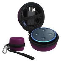 Fintie Protective Carrying Case for Amazon Echo Dot 2nd Generation - Shock Proof EVA Cover Zipper Portable Travel Bag Box (Fits USB Cable and Wall Charger), Purple