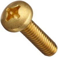 Brass Machine Screw, Plain Finish, Pan Head, Phillips Drive, 3/8" Length, #6-32 Threads (Pack of 100)