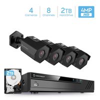 Amcrest 4MP Security Camera System, w/ 4K 8CH PoE NVR, (4) x 4-Megapixel 2.8mm Wide Angle Lens Weatherproof Metal Bullet POE IP Cameras, NV4108E-IP4M-1026EB4-2TB (Black)
