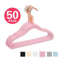 MIZGI Premium Kids Velvet Hangers (Pack of 50) with Copper/Rose Gold Hooks,Space Saving Ultra Thin,Non Slip Hangers use for Children's Skirt Dress Pants,Clothes Hangers by (Pink)