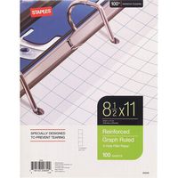 Staples 572541 Reinforced Filler Paper Graph Ruled 4x4 8-1/2-Inch x 11-Inch
