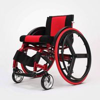 CMmin Sports and Leisure Wheelchairs, Portable Wheelchairs Band Double Shock Absorbers, Transport Chair Outdoor Sports, Suitable for Those Who Love Sports and Cannot Stand Up,Red