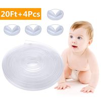 Corner Protector Guard Edge Safety Bumpers Strip for Baby, Godmorn Silicone Furniture Transparent Clear Child Baby Proofing Table Safe Edge Corner Cushion 20ft(6m) with 47ft(14.5M) Double-Sided Tape